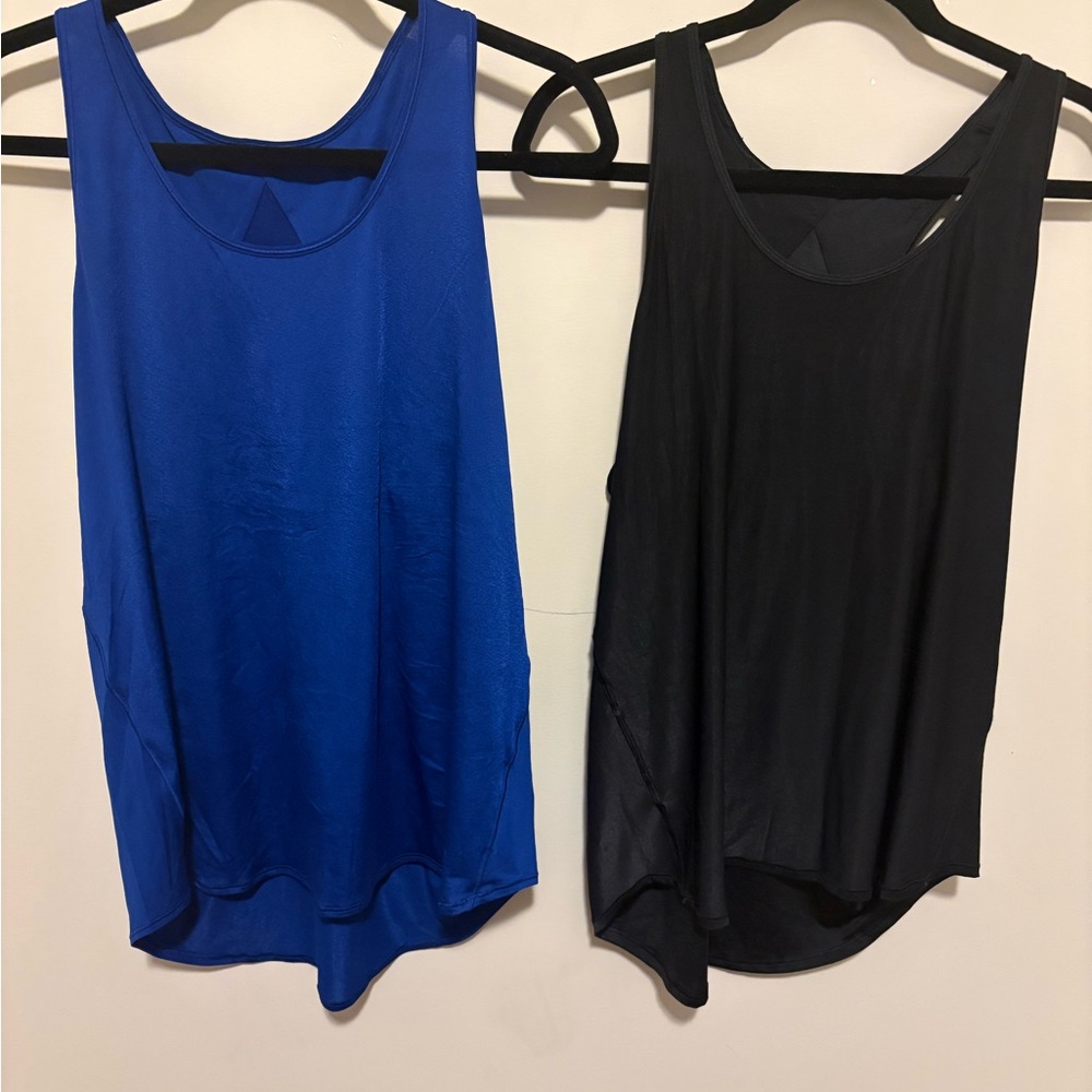 lululemon athletica Blue and Black Tank Tops